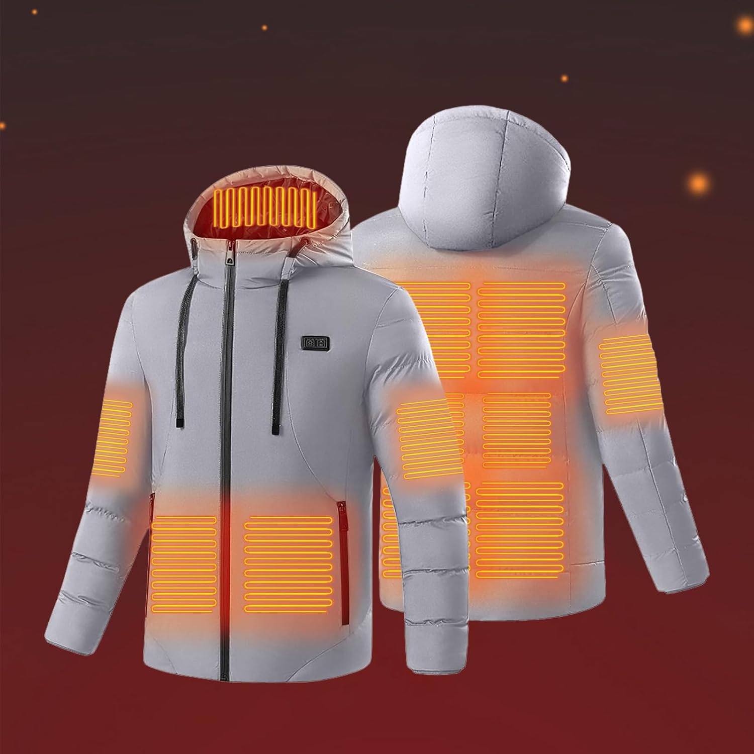 Wankang Heated Hoodie Jacket for Men Women Usb Electric Heating Hooded Coat Thickened Warm Heated Puffer Jackets Winter Coats