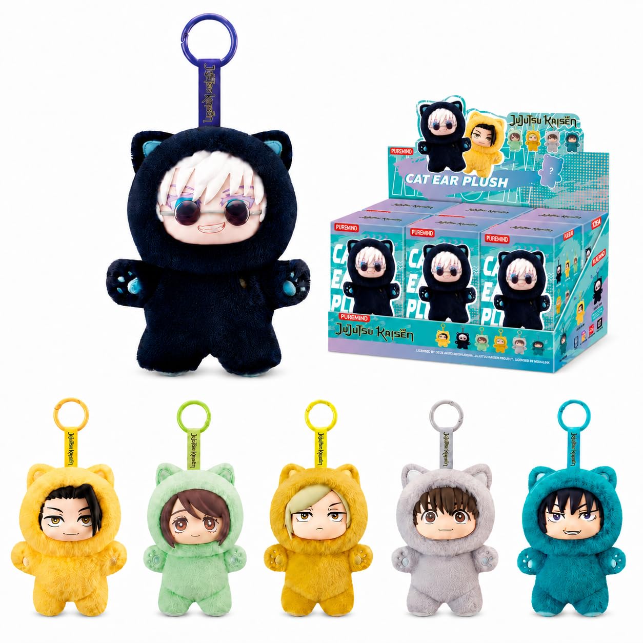 puremind JJK Blindbox Plüschfiguren 6er Set - Offiziell lizenzierte Jujutsu Kaisen Vinyl-Plüsch Mini Sammelfiguren, Voll Beweglich, 14 cm Display Modelle, Anime Geschenkset