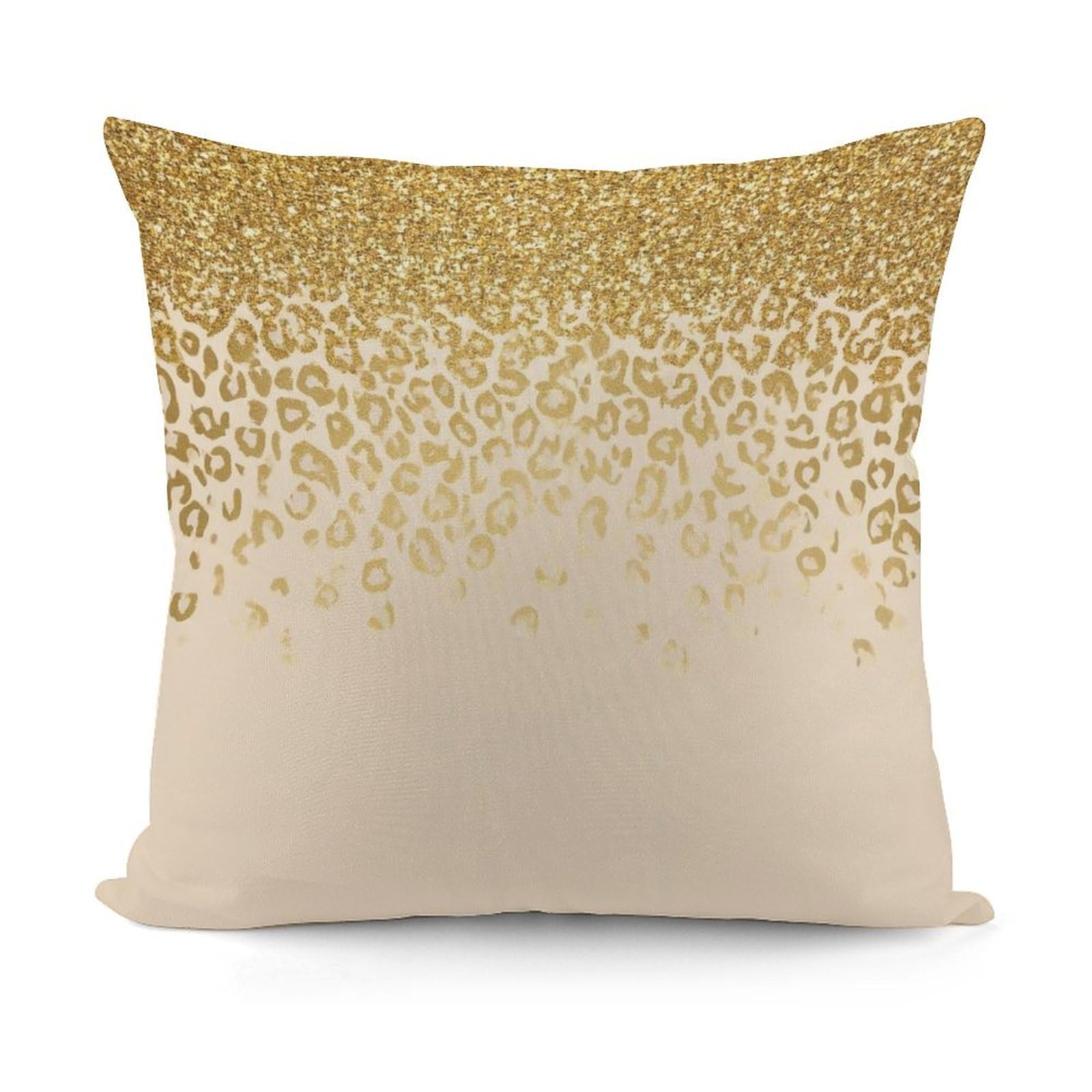 Smazdfxx Picture(427) Decorative Soft Gold Glitter Pattern Cheetah Leopard Print Plush Pattern Couch Pillow Covers With Zipper For Sofa, Bed, Living Room