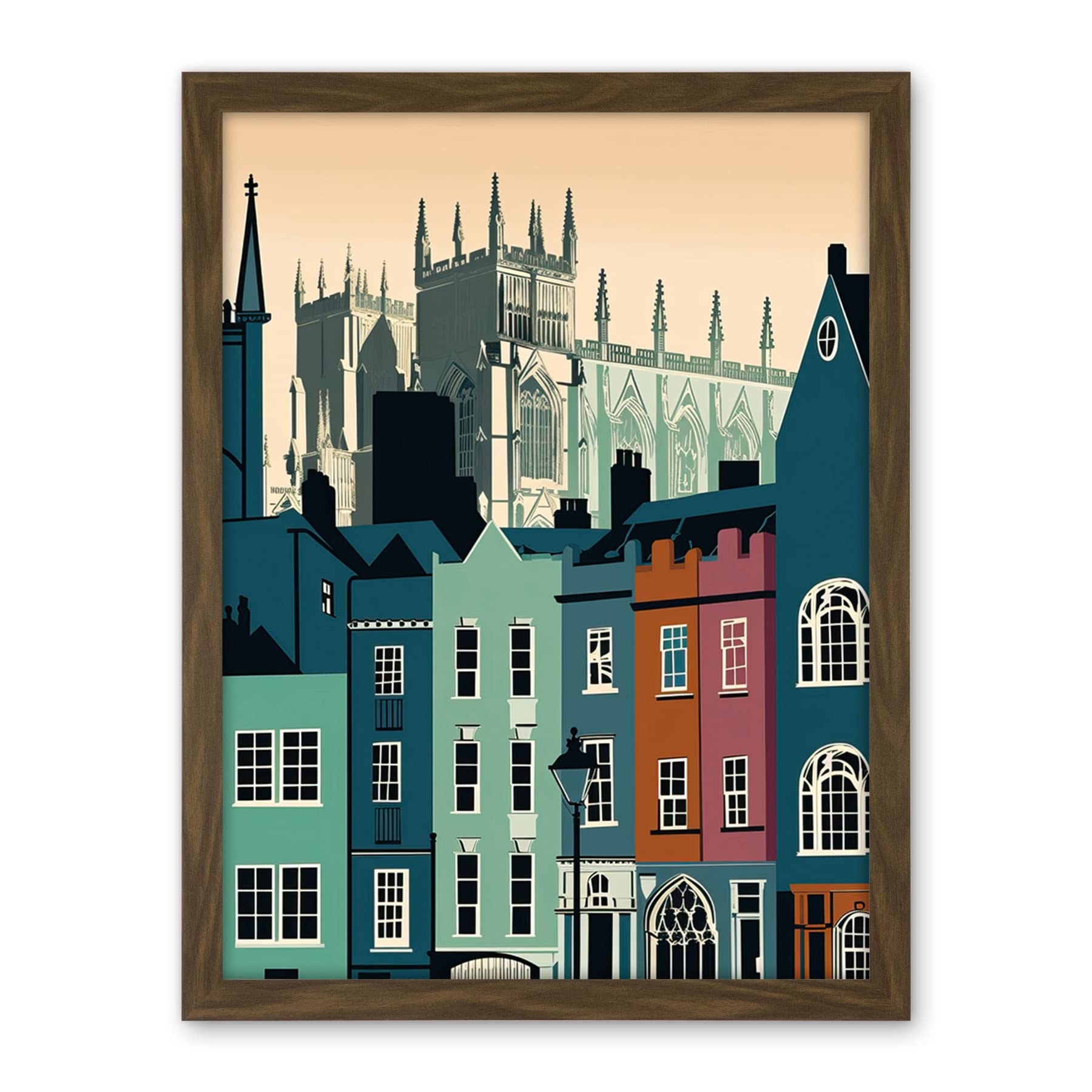 Artery8 York Minster and Shambles Street Cityscape Artwork Framed Wall Art Print 18X24 Inch