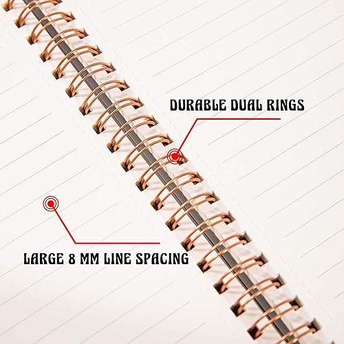 Miniatura 4 de Cuaderno de espiral A5, paquete de 5 cuadernos rayados, con doble bolsillo, diarios en espiral para escribir, 0.315 in de ancho a rayas para la