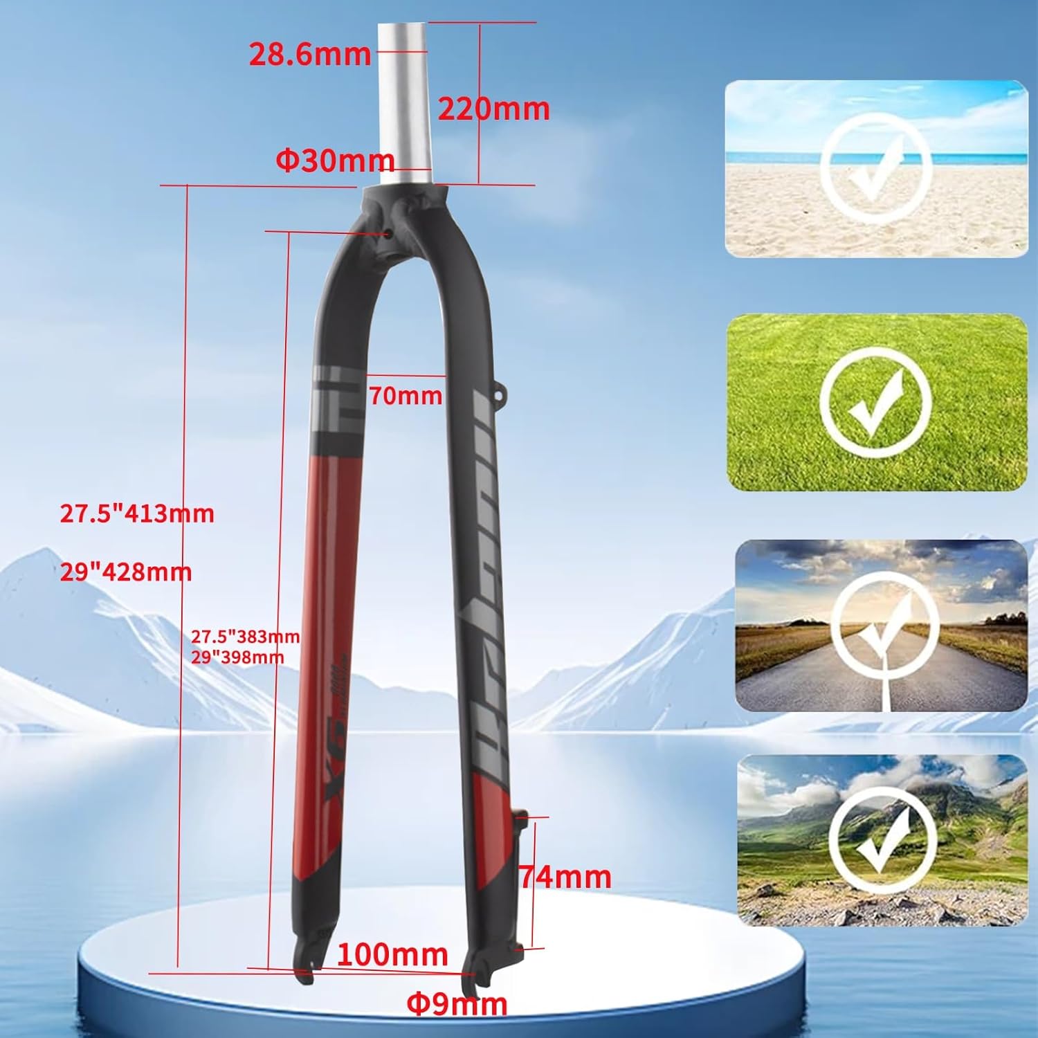 Mountain Bikes Rigid Forks 26/27.5/29" Aluminum Alloy Rigid Disc Brake Bike Forks 1-1/8" Straight Tube Quick Release Mountain Bikes Hard Front Fork