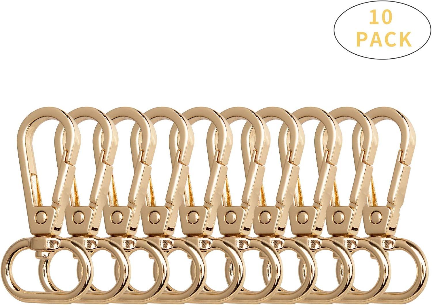 Kimi-HOSI 10 Pcs Lobster Swivel Clasps Alloy Keychains Hooks Golden Metal Swivel Snap Hook Swivel Keyrings Clasps for Bags Lanyard Keyrings Crafts Jewellery Making Dog Leashes - Image 3