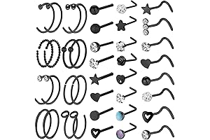 Versatile Gothic Nose Rings: Adorn Your Style with 36-42 Pcs of Black Nose Piercings