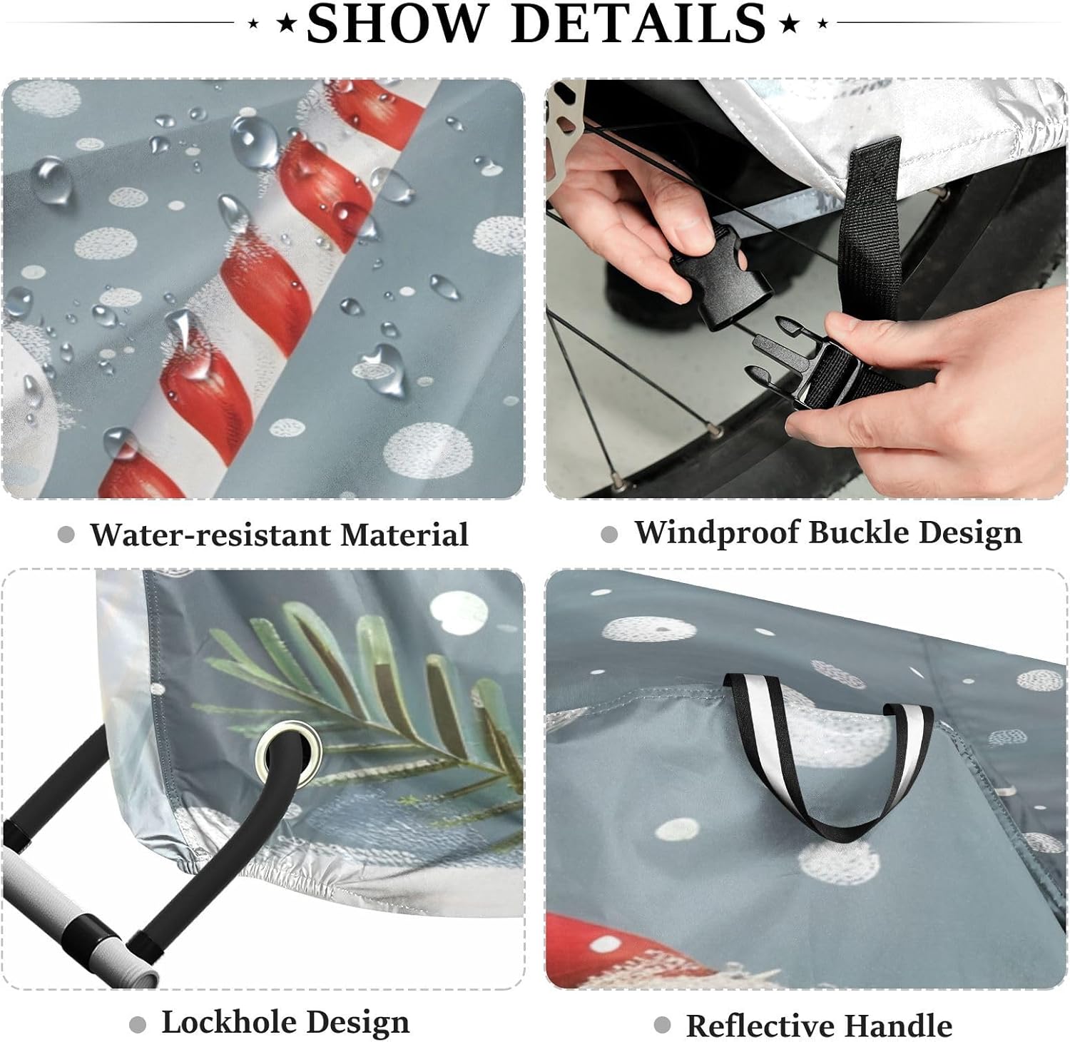 ALAZA Christmas Snowman Bike Cover Waterproof Outdoor Ebike Bicycle Covers Tarp Protection for 1/2 Bikes, Sun UV Dust Wind Proof