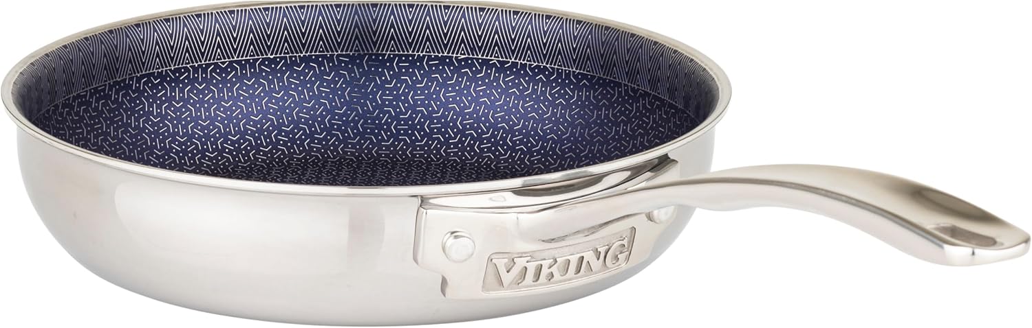 Viking 3-Ply Non Stick Frying Pans, 2-Piece Hybrid Plus Stainless Steel, 9.5 and 11 Inch, Silver