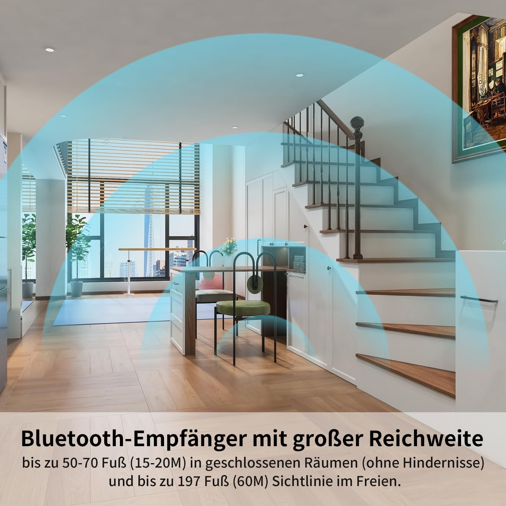 SIMOLIO JH-212A Bluetooth Empfänger für Stereoanlage, Bluetooth Audio Adapter Receiver mit Cinch & 3.5mm AUX, aptX Low Latency und aptX HD, Bis zu 197 Fuß Lange Reichweite
