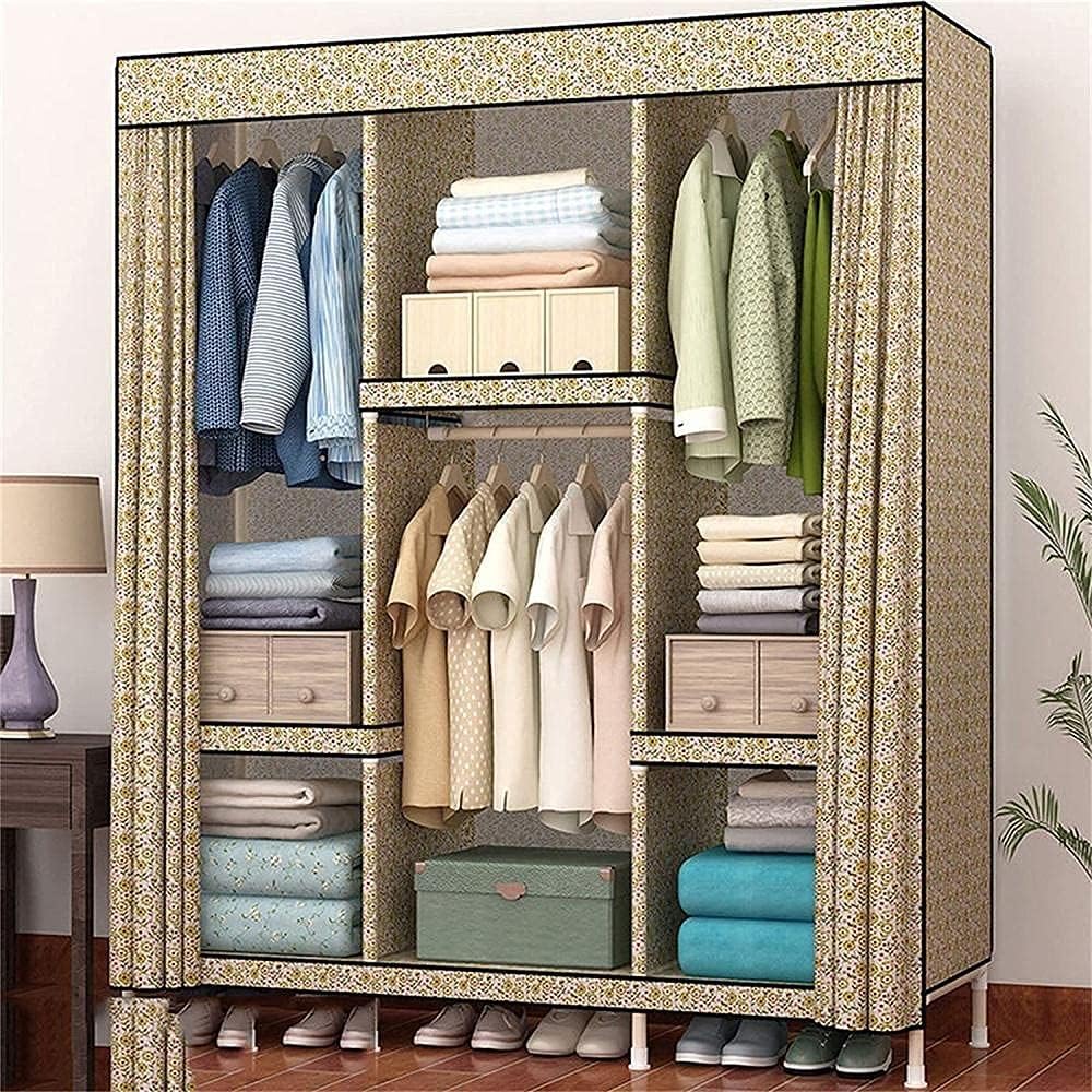 Assemble The Wardrobe Home Large Wardrobe Organiser Stable Portable Fabric Wardrobe 168 130CM Clothes Rack (Color : C Size : 168 130CM) (B 168 * 130CM)