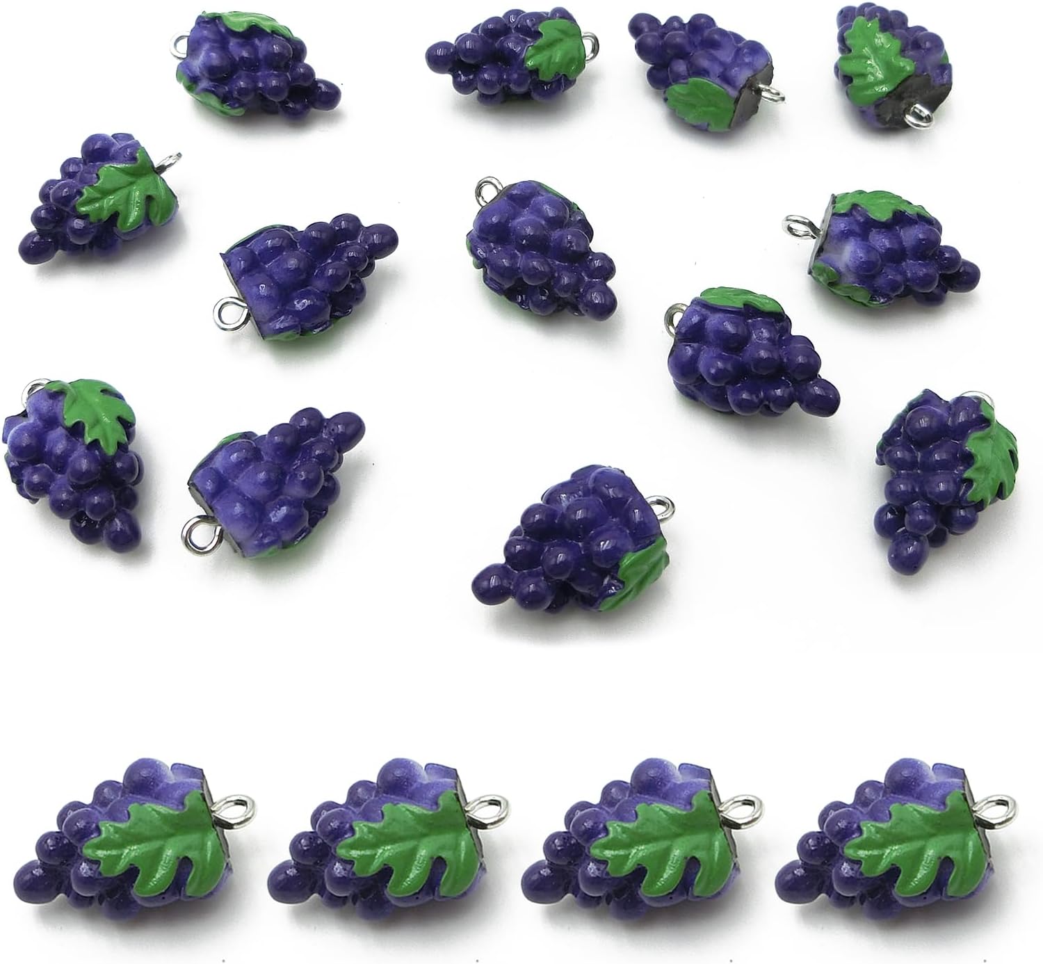 20Pcs 3D Resin Fruit Vegetable Charms Tomato Potato Strawberry Lemon Blueberry Avocado Carrot Charms Pendants with Hole for Bracelets Necklace Dangle Earring Keychain Jewelry Making