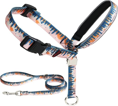 BARKLESS Collar para la cabeza del perro, con correa impresa antitirones, arnés suave para hocico con clip ajustable para perros pequeños, medianos