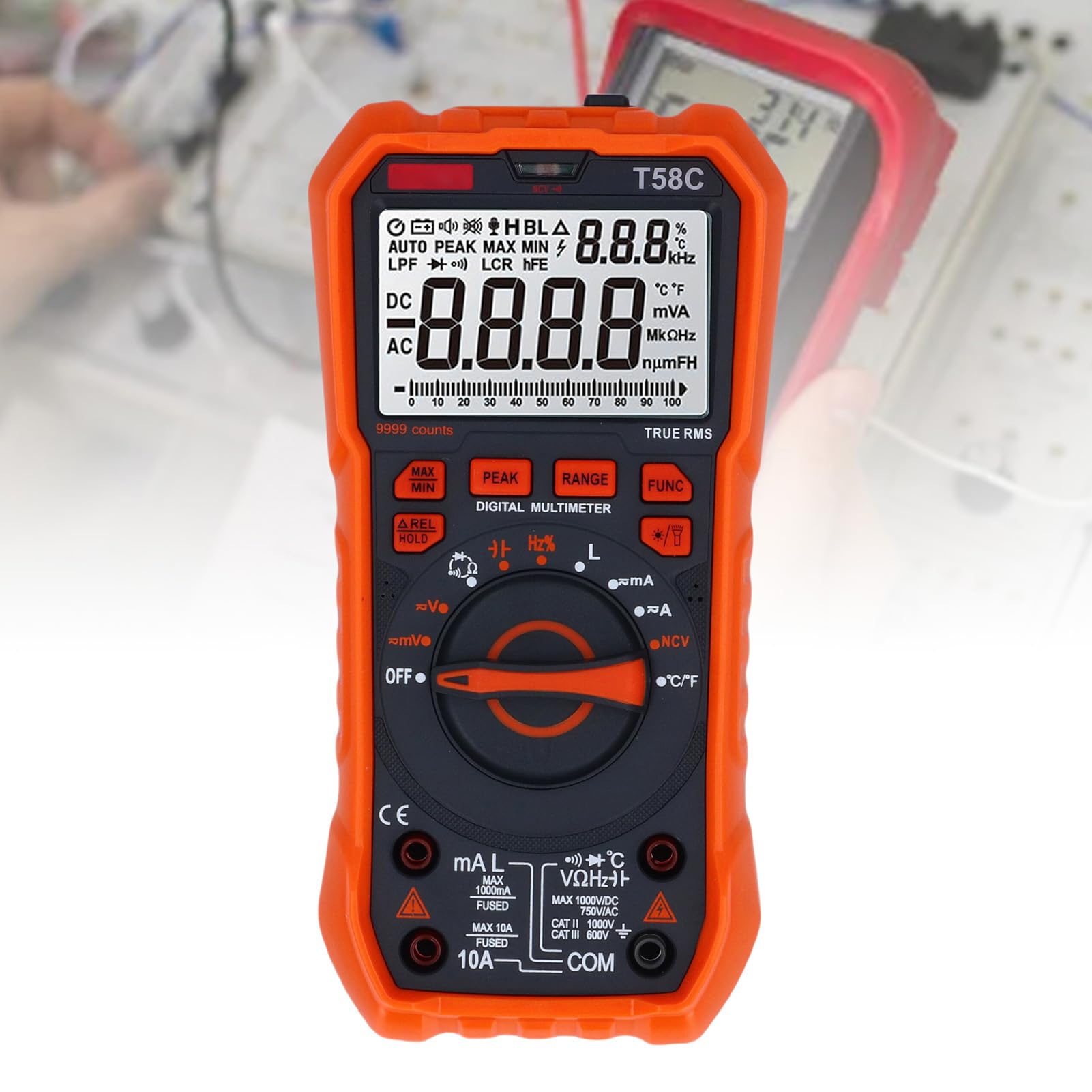 Cyfrowe Multimetr TRM 9999 COUNTS, T58C SMART DC AC Voltmeter Electrical Tester Podświetlenie LED LED LED