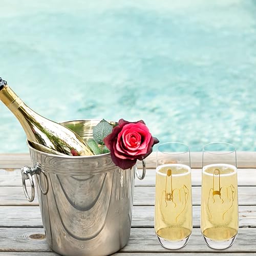 Miniatura 6 de 2 copas de champán de boda, copa de vino de dedo para novia, regalo divertido para el señor y la señora para el novio – Copas de vino de compromiso