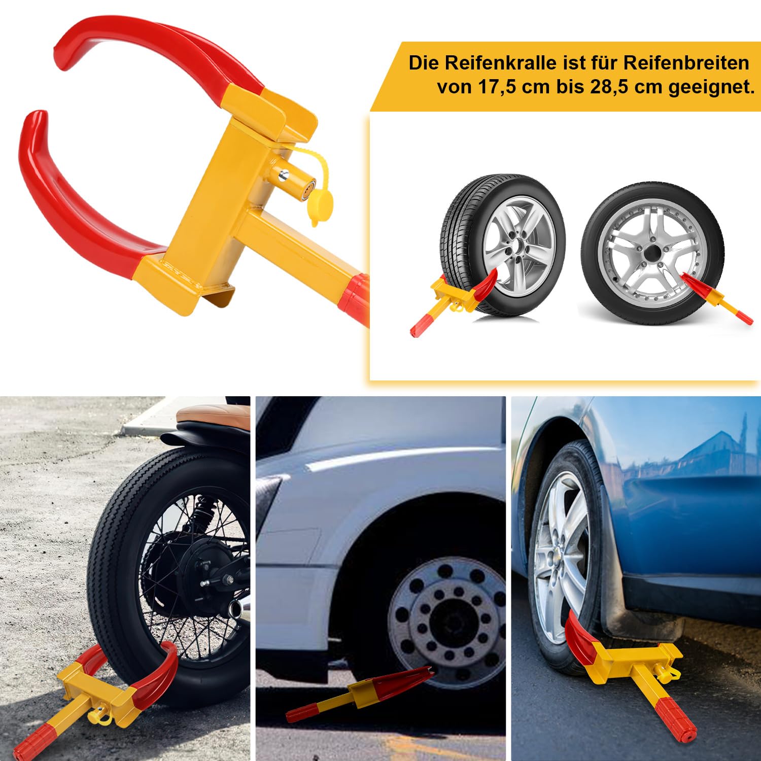 Lot de 2 sabots de roue antivol universels réglables pour voitures, caravanes, remorques, protection en PVC, antivol anti-perçage