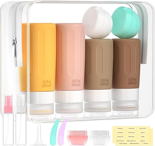 Miniatura 11 de Morfone Paquete de 16 botellas de viaje para artículos de tocador, recipientes de viaje aprobados por la TSA a prueba de fugas, accesorios de viaje