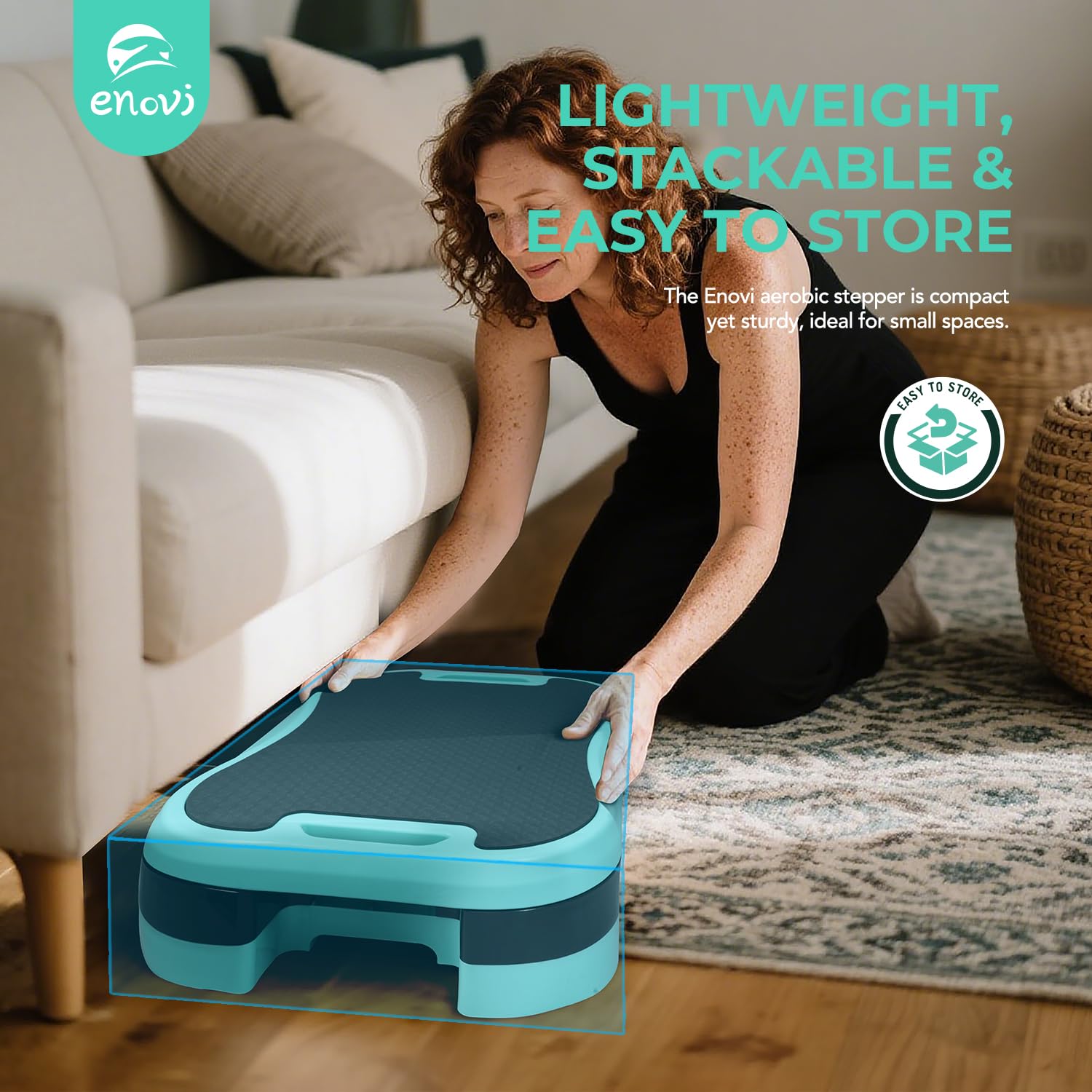 Basic Stepper für das Training zu Hause, Aerobic-Stepper mit weichem Kissen und 2 höhenverstellbaren Erhöhungen