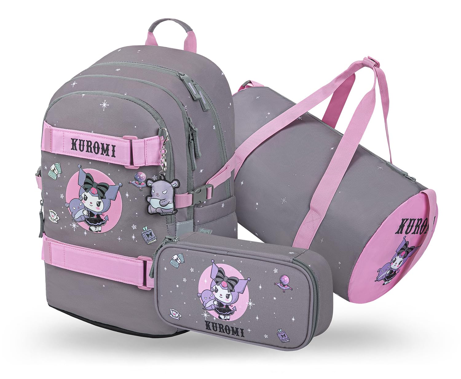 Baagl Juego de Mochila Escolar para niños de 3 Piezas (Mochila de monopatín, Estuche, Bolsa de Deporte), Mochila Escolar a Partir de 3ª Clase, Mochila Escolar Primaria con Correa para el Pecho