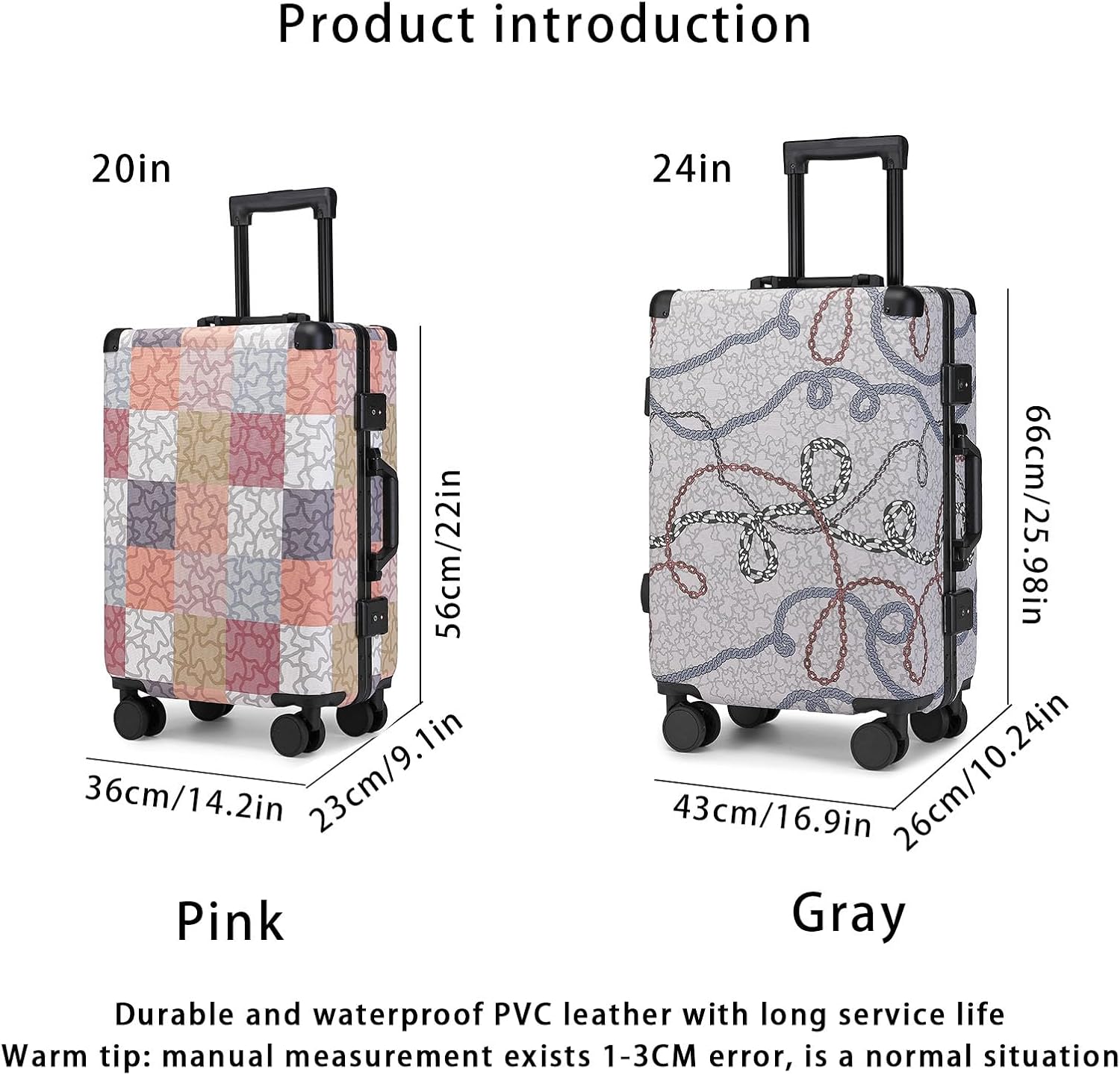 VH&GRED Fashionable Durable Leather Suitcase - Lightweight Large Carry on Luggage Travel Luggage for Women with 4 Spinner Wheels, TSA Lock, Water-Resistant & Elegant Design Leather Luggage