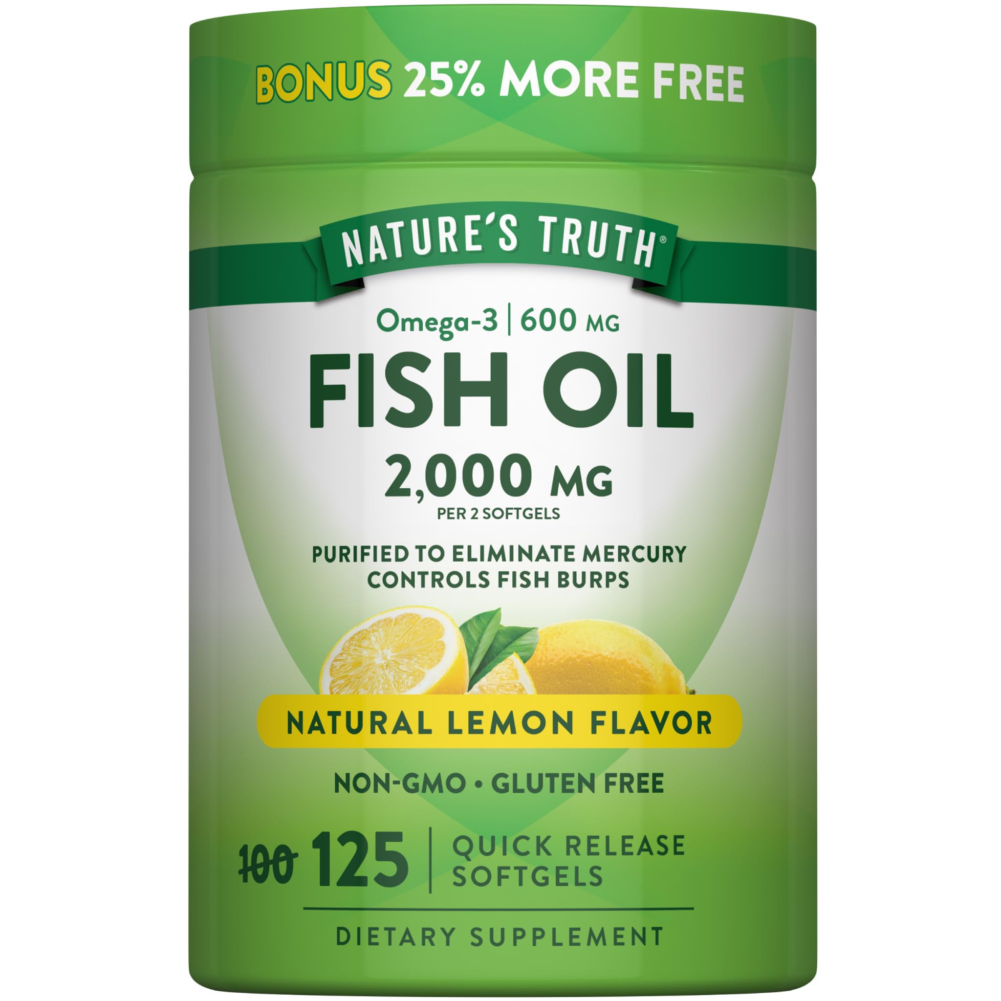 Nature's Truth Omega 3 Fish Oil 2000 mg | 125 Liquid Softgels