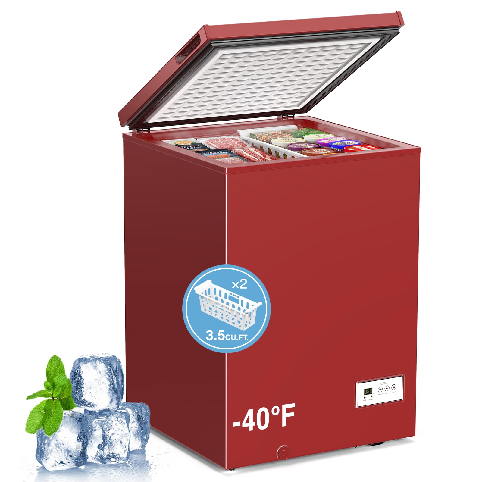 Kismile 3.5 Cu.Ft. Compact Chest Deep Freezer, Top-Opening Design