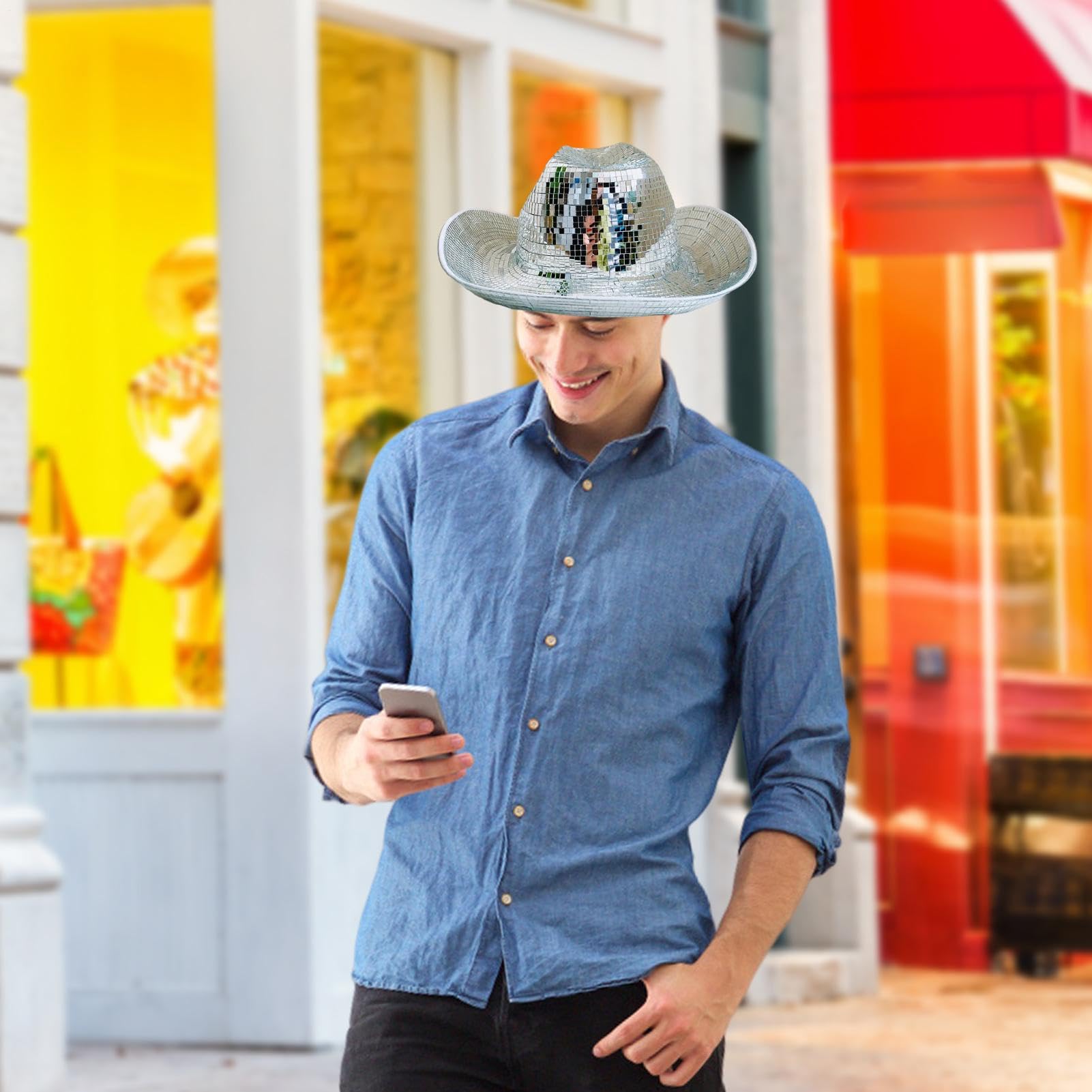 Genérico Sombrero De Disco Ball - Sombrero De Vaquera De Neón Hecho Mano ?