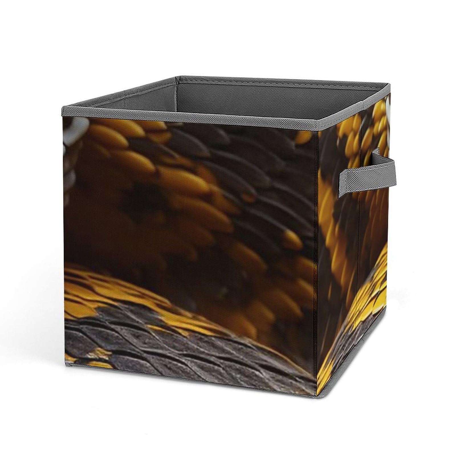 Cube de rangement imprimé serpent jaune avec poignée de transport