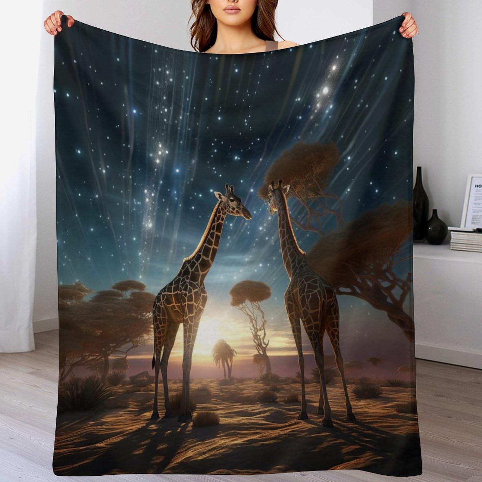 Plaid couverture polaire girafe chaud et épais pour des soirées cocooning au salon