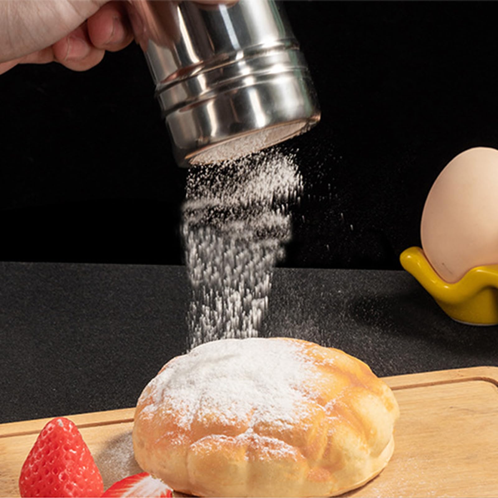 Shaker per Zucchero a Velo, Shaker per Polvere in Acciaio Inox Shaker per Sale con Coperchio Shaker per Zucchero a Velo per Cioccolato Setaccio Setaccio per Farina Shaker per Cottura Al Forno,(grande