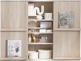 LOWYA ロウヤ 本棚 絵本棚 コミック収納 ディスプレイラック 漫画収納 絵本ラック 子供用本棚 大容量 扉付き 収納棚 飾り棚 マガジンラック 幅120cm オーク