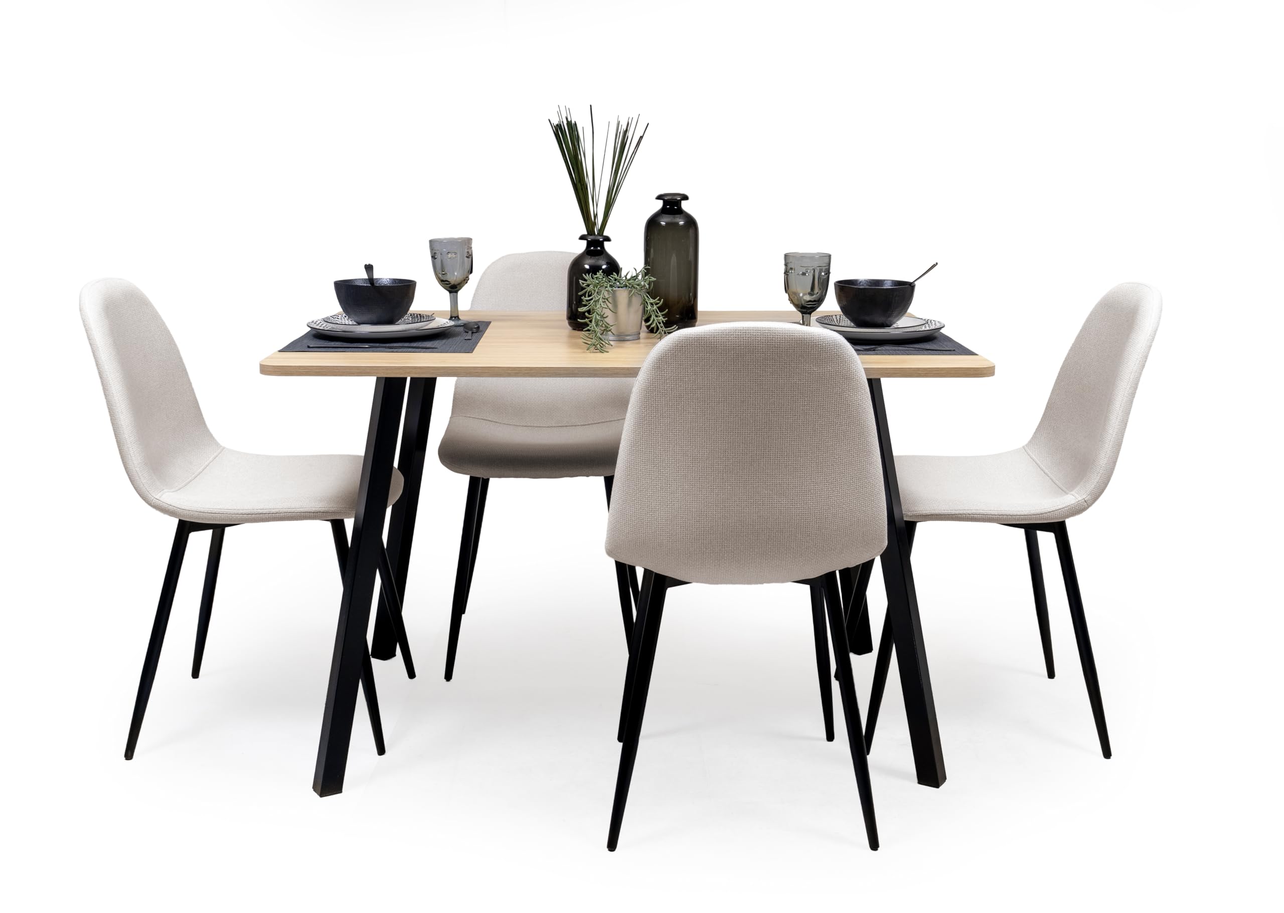 Homely® | Mesa de Comedor o Cocina Nadir | Diseño Funcional de 120x80 | Mesa Industrial, Sencilla Y Minimalista | Diseño Versátil chapada melamina Roble y Patas Metal Negro | Mesa para 4 Personas
