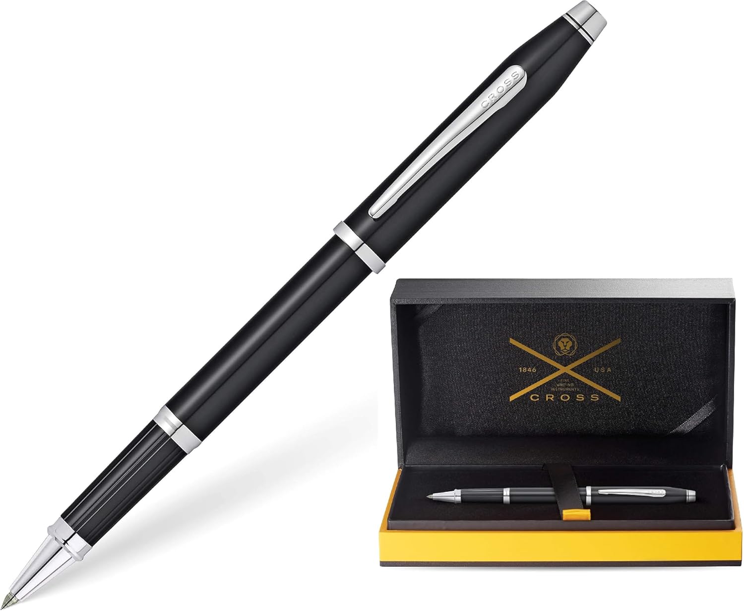 Cross Century II Refillable Gel Ink Rollerball Pen, Medium Rollerball, Includes Luxury Gift Box - Black Lacquer