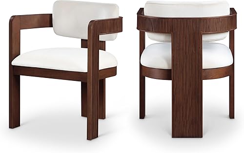 Miniatura 31 de Meridian Furniture 11094Cognac-C Sacha Collection - Silla de comedor Art Deco, terciopelo coñac ultra lujoso, terciopelo de 11.21 oz/m², acabado