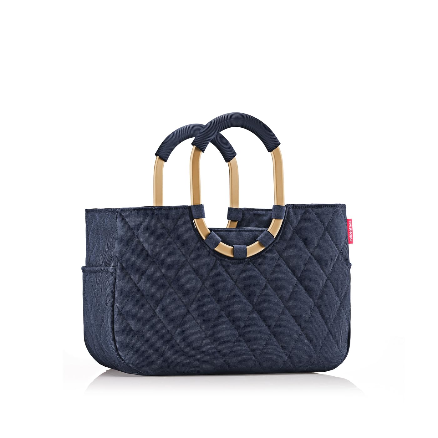 reisenthel loopshopper M – stabilna torba z praktycznymi przegródkami z butelek PET pochodzących z recyklingu – elegancja podczas zakupów, wiele funkcji w zestawie!, Rama rombu Midnight Gold, M, sport