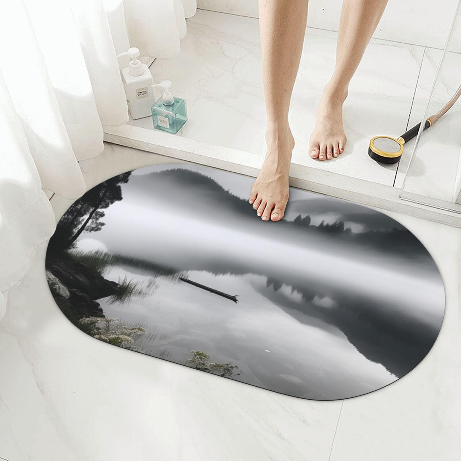 Tapis de bain en pierre anti humidité stagnante en terre de diatomée pour douche