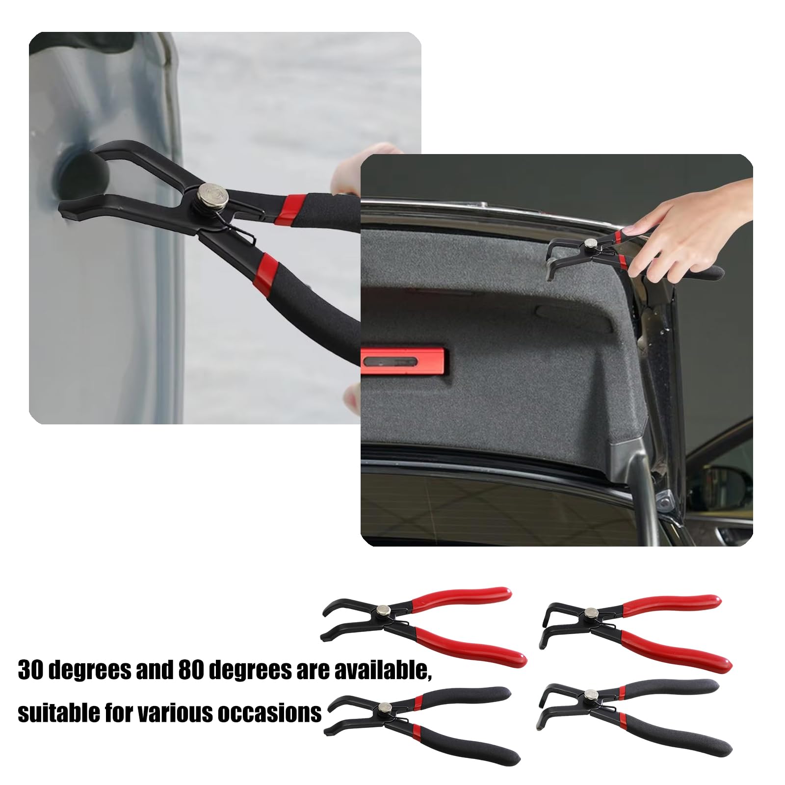 Estrattore di rivetti per rimozione di finiture auto a 30 e 80 gradi Set di pinze a pressione comode ed ergonomiche per la rimozione della clip di fissaggio automatico
