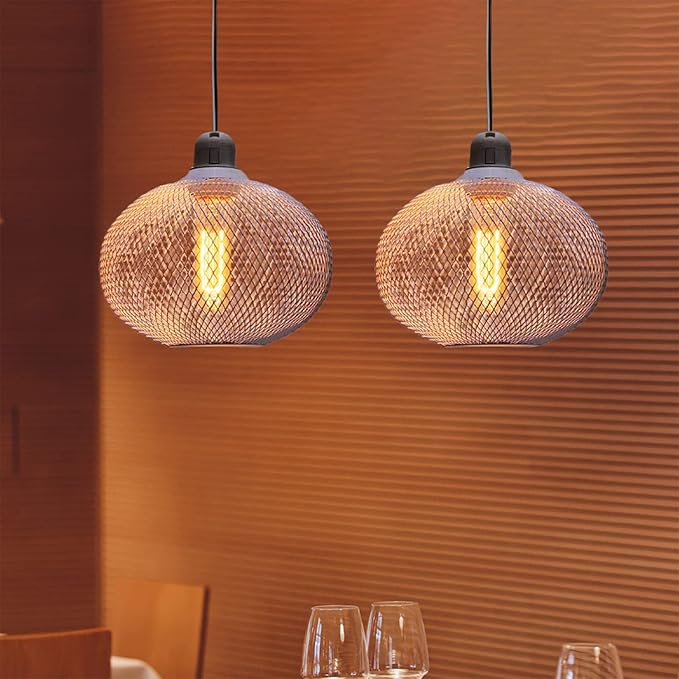 Uonlytech Uonlytech Lampenkappen voor hanglampen, mesh lampenkap, metalen vervangkap, E27, plafondlamp, hanglamp, lampenkap, lampen, afdekking voor plafondlamp, hanglamp, slaapkamerdecoratie photo 2