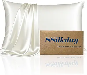 Mulberry Silk Pillow Cases with Zipper, Ultra Smooth Soft Breathable Cooling Pillow Cases for Hot Sleepers, Silk Satin Pillowcase for Hair and Skin, Gifts for Women (Ivory, King Size, 1 Pack)
