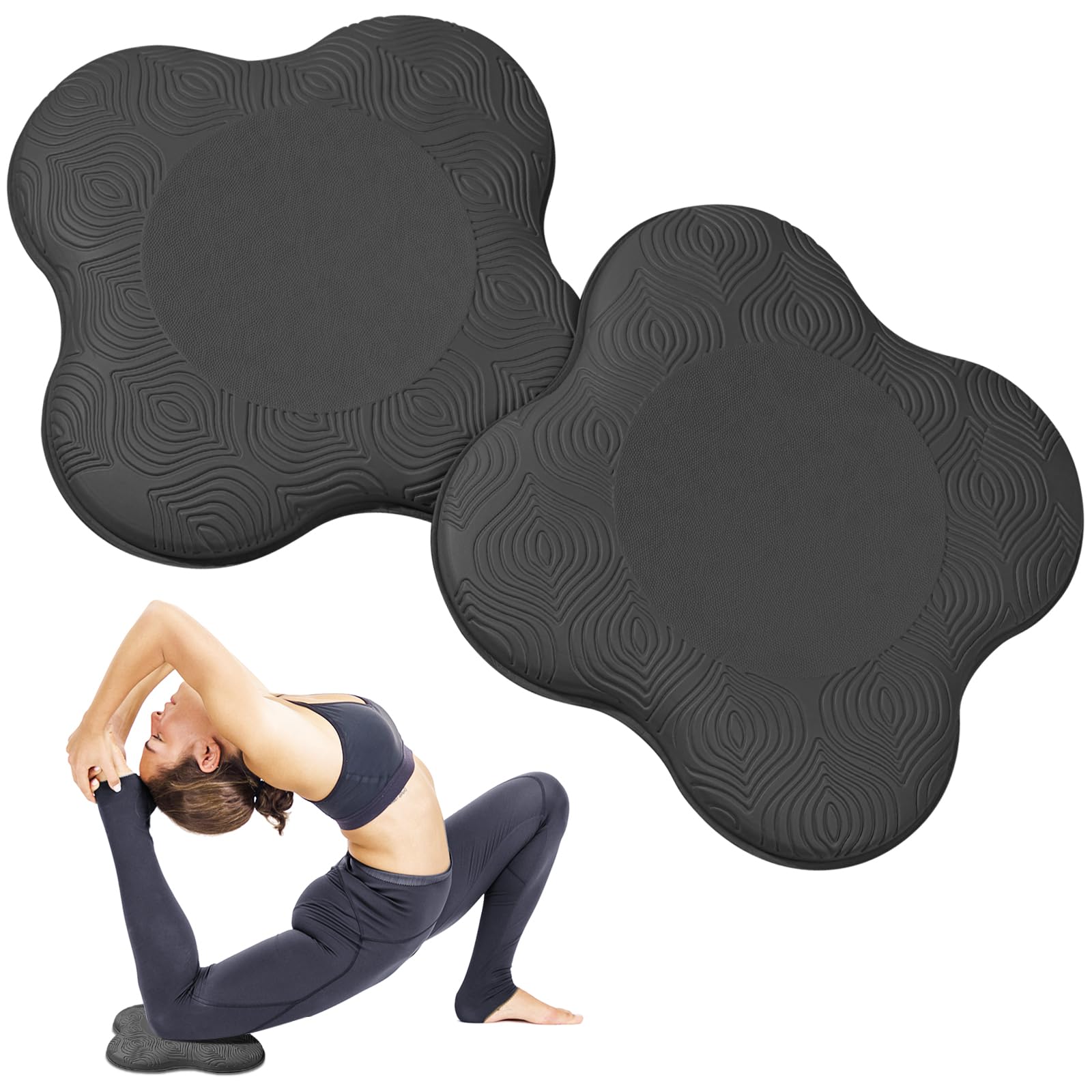 Yoga Knee Pads 2 Pack, Foam Kneeling Cushions - Non-Slip Pilates Knee Pad Cushion &amp; Wrist Support - Portable Workout Knee Pads for Meditation, Kneeling, Balance, Floor, Pilates,Yoga