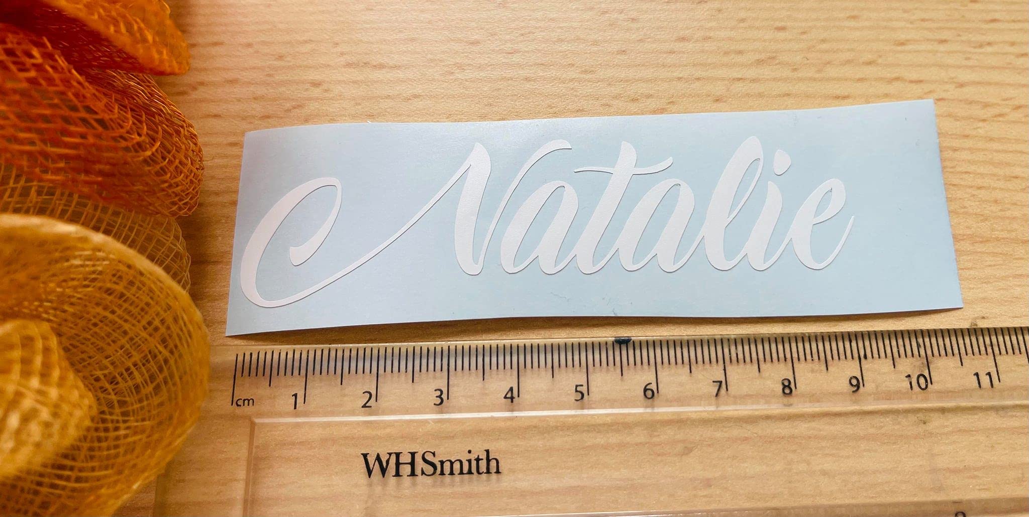 Murrielle Ltd White Personalised Name Sticker Vinyl Decal Water Bottle Wine Glass Lunch Box Hen Do (White)