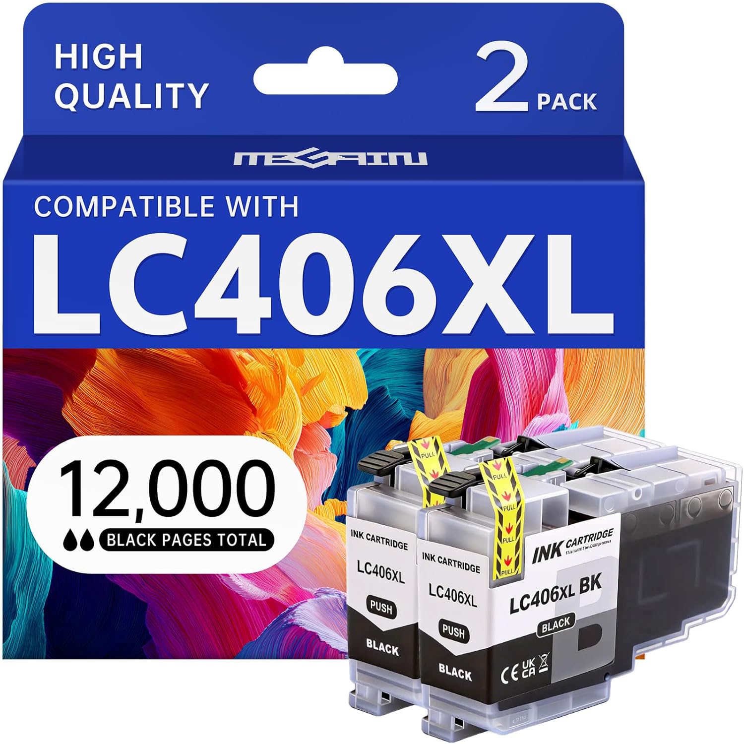 MEGAIN LC406XL Ink Cartridges Replacement for Brother LC 406XL LC406 XL for MFC-J5855DW MFC-J6555DW MFC-J4535DW MFC-J4335DW MFC-J6955DW MFC-J4345DW MFC-J5955DW Printer(with Chip, Pigment Ink)