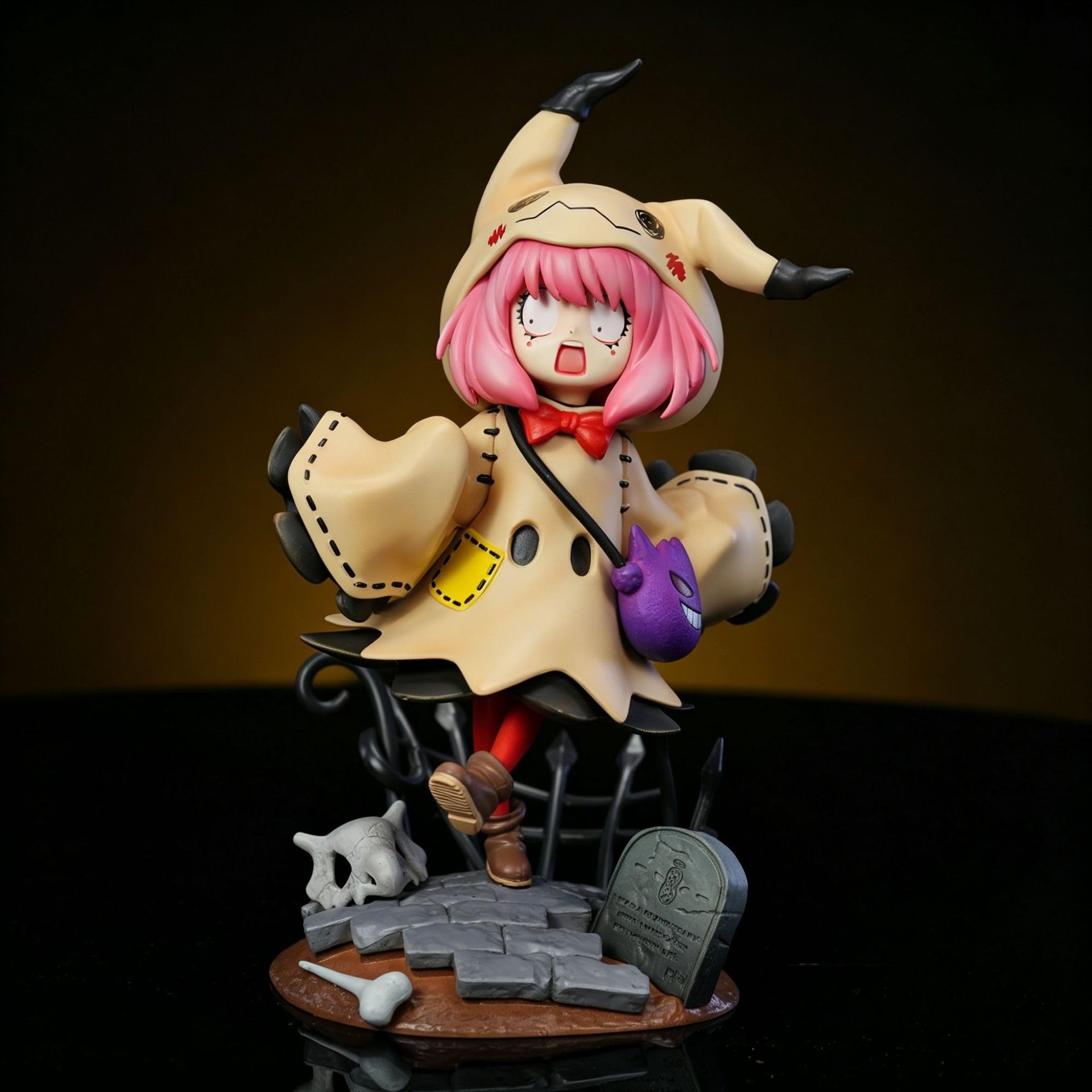 REOZIGN Anya Figur, Halloween-Kleid Ersatzgesicht Anya Forger Figur 22 cm handgefertigt PVC Action-Modell Dekoration Statue Geschenke