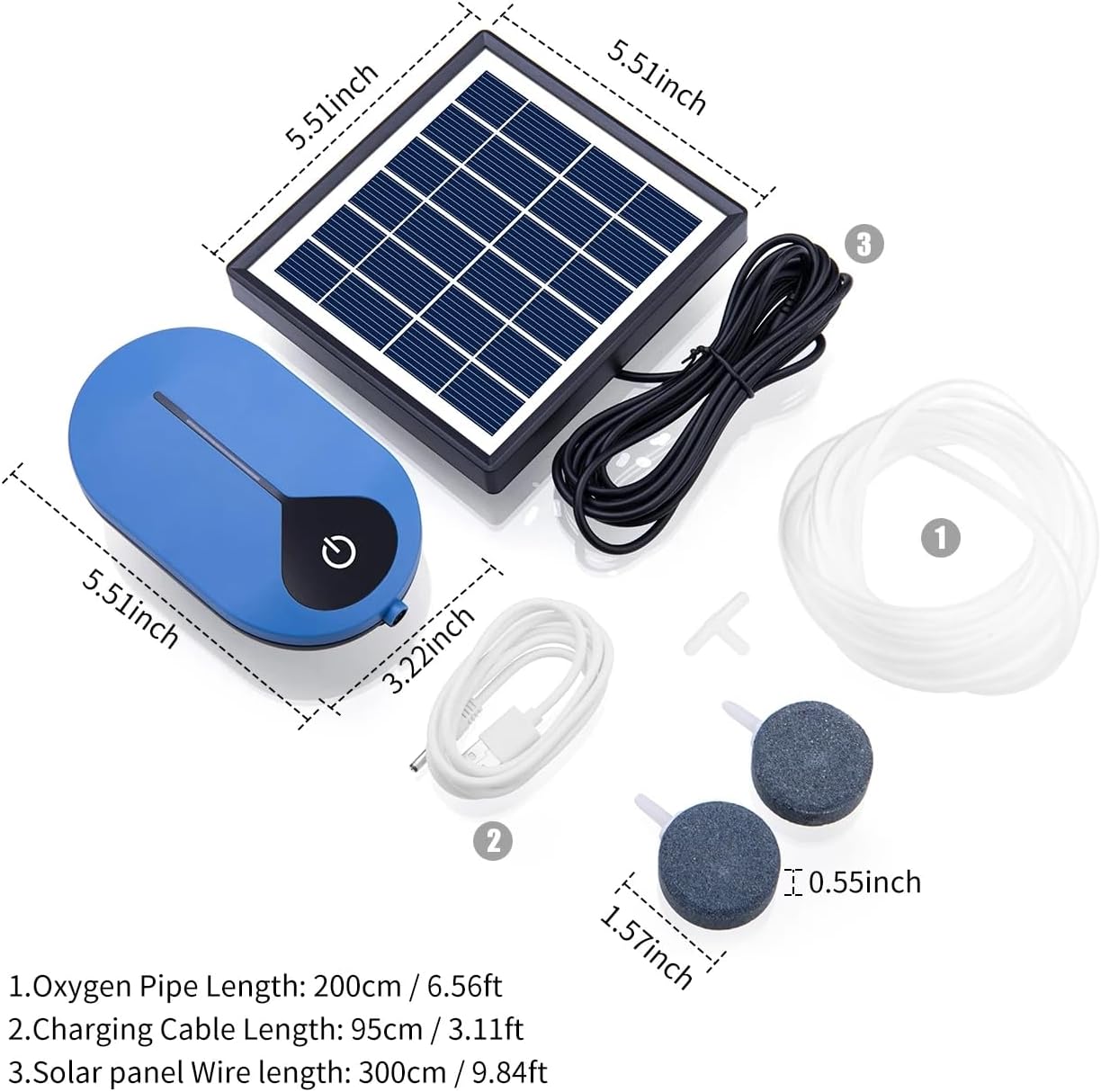 Solar Oxygen Pump Fish Tank Aerator Aquarium Air Accessories Equipment Goods Fishbowl Products Accessory Supplies Supply Aquatic
