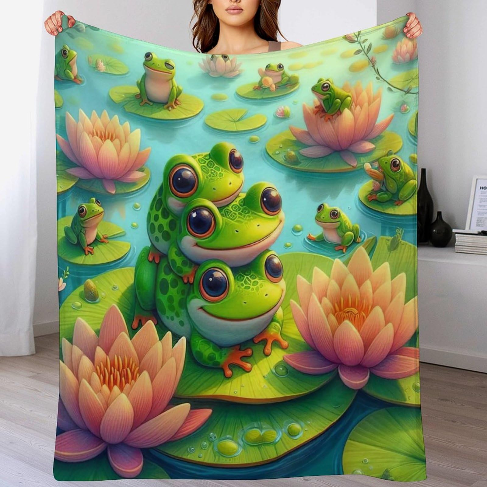 Couverture grenouille douce pour vos moments de détente sur le canapé