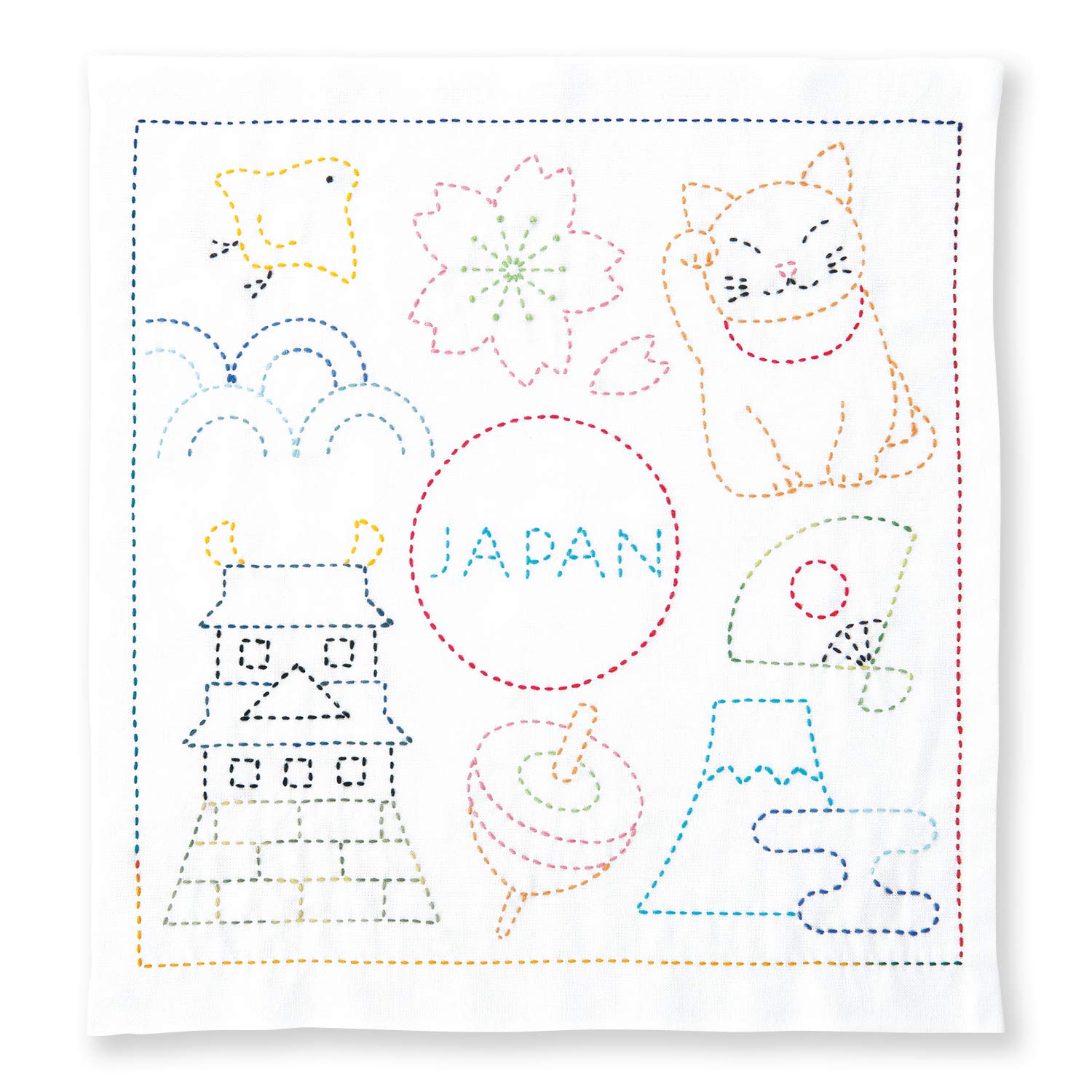 olympus Thread Sashiko Hana Fukin World Walker Series Japan Printed Fabric Embroidery Kit