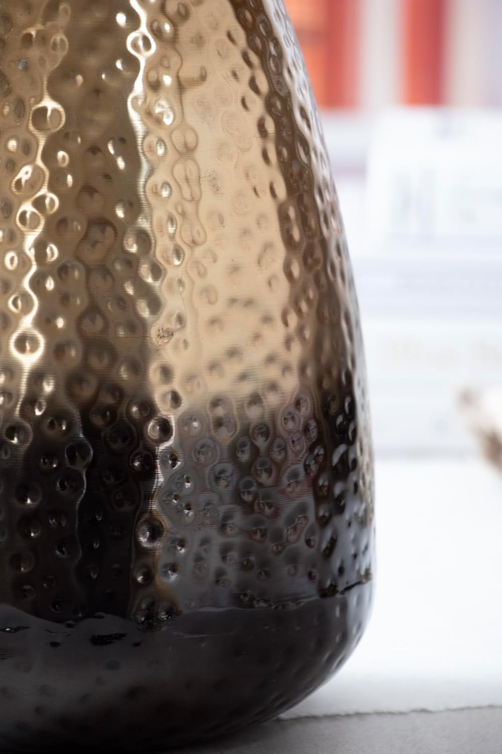 ANDALUCA Decorative Metal Vase with Hammered Rustic Bronze Ombre Finish 12in