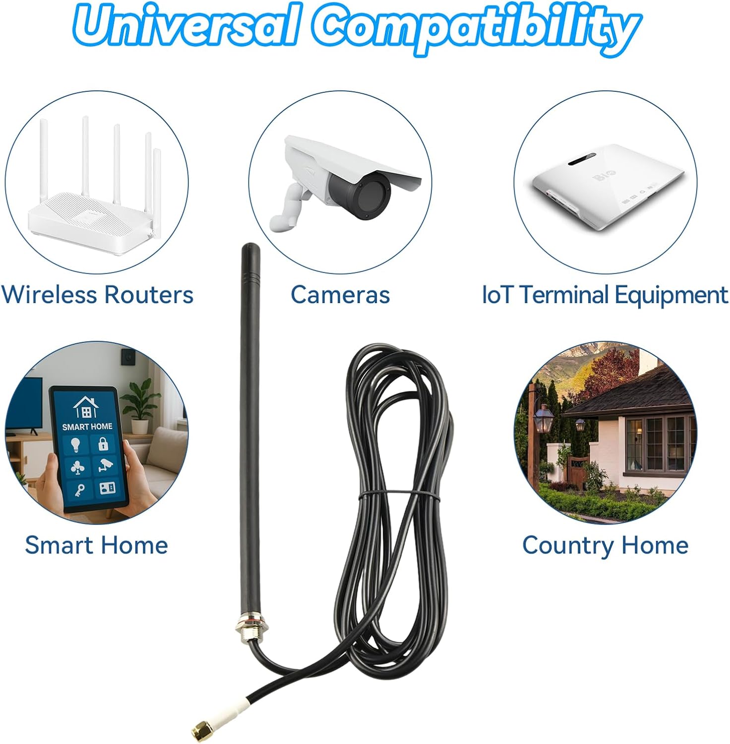 Boobrie Dual Band Outdoor WiFi Antenna 2.4Ghz 5Ghz/5.8Ghz Omnidirectional WiFi Antenna 9.84ft Cable SMA Male & RP-SMA Male Connector for WiFi Router Netgear TP-Link ASUS WLAN Hotspot Security Camera