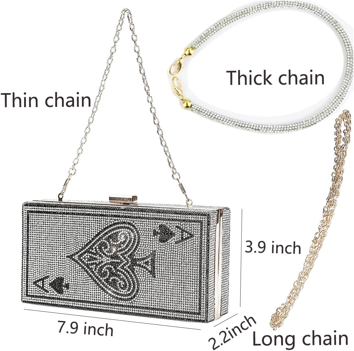 pearl&she Diamond Women Evening Handbags Purse Minaudiere Clutch Bag,Stack of Cash Dollars Crystal Clutch Purses - Image 6