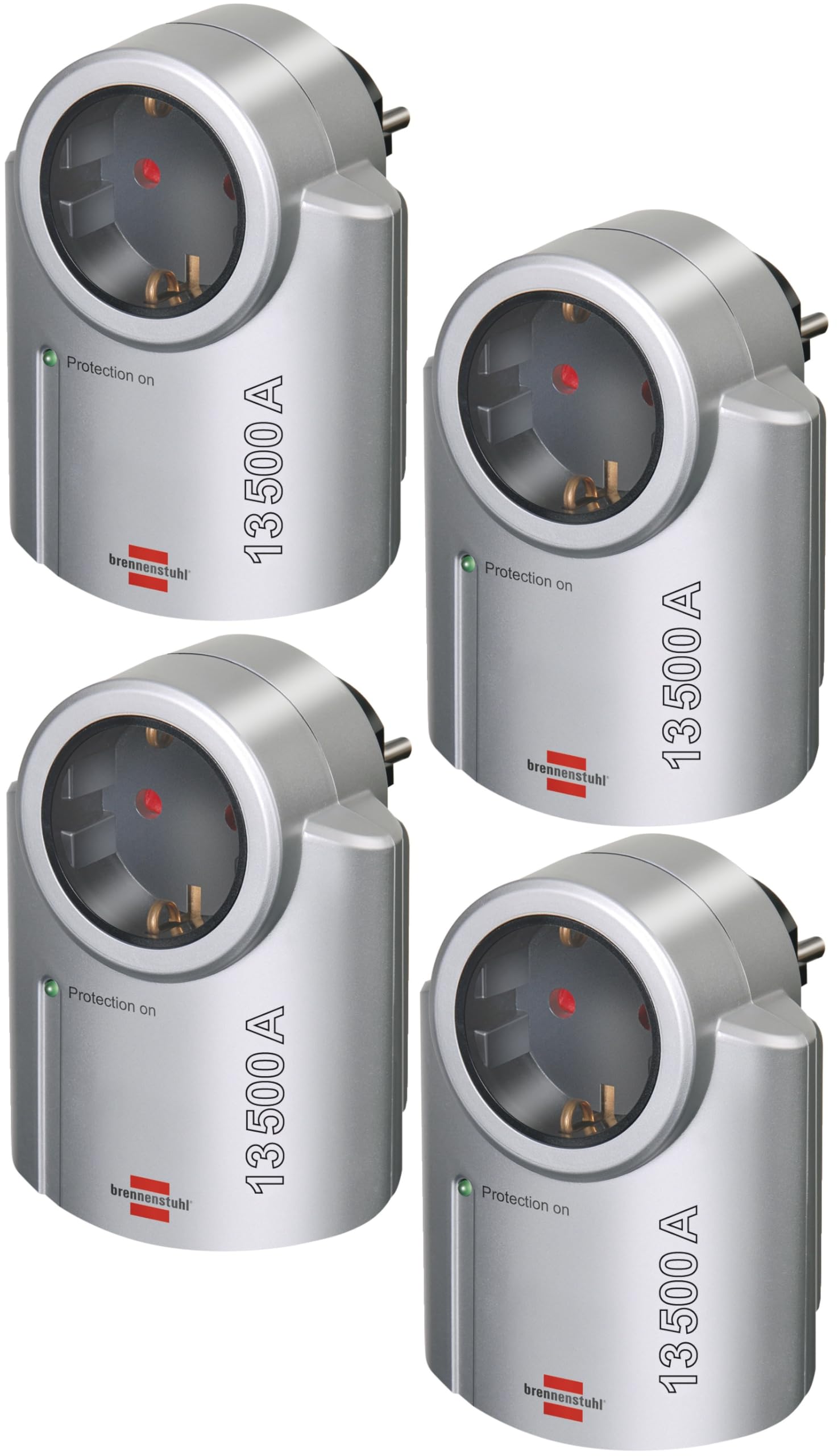 Brennenstuhl Primera-Line Steckdosenadapter mit Überspannungsschutz (Adapter als Blitzschutz für Elektrogeräte) Silber,schwarz (4)