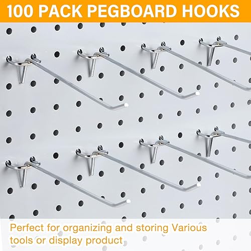Miniatura 73 de Shimeyao 100 ganchos de acero inoxidable para colgar para tablero, ganchos de exhibición de pared a granel para accesorios organizadores de Negro