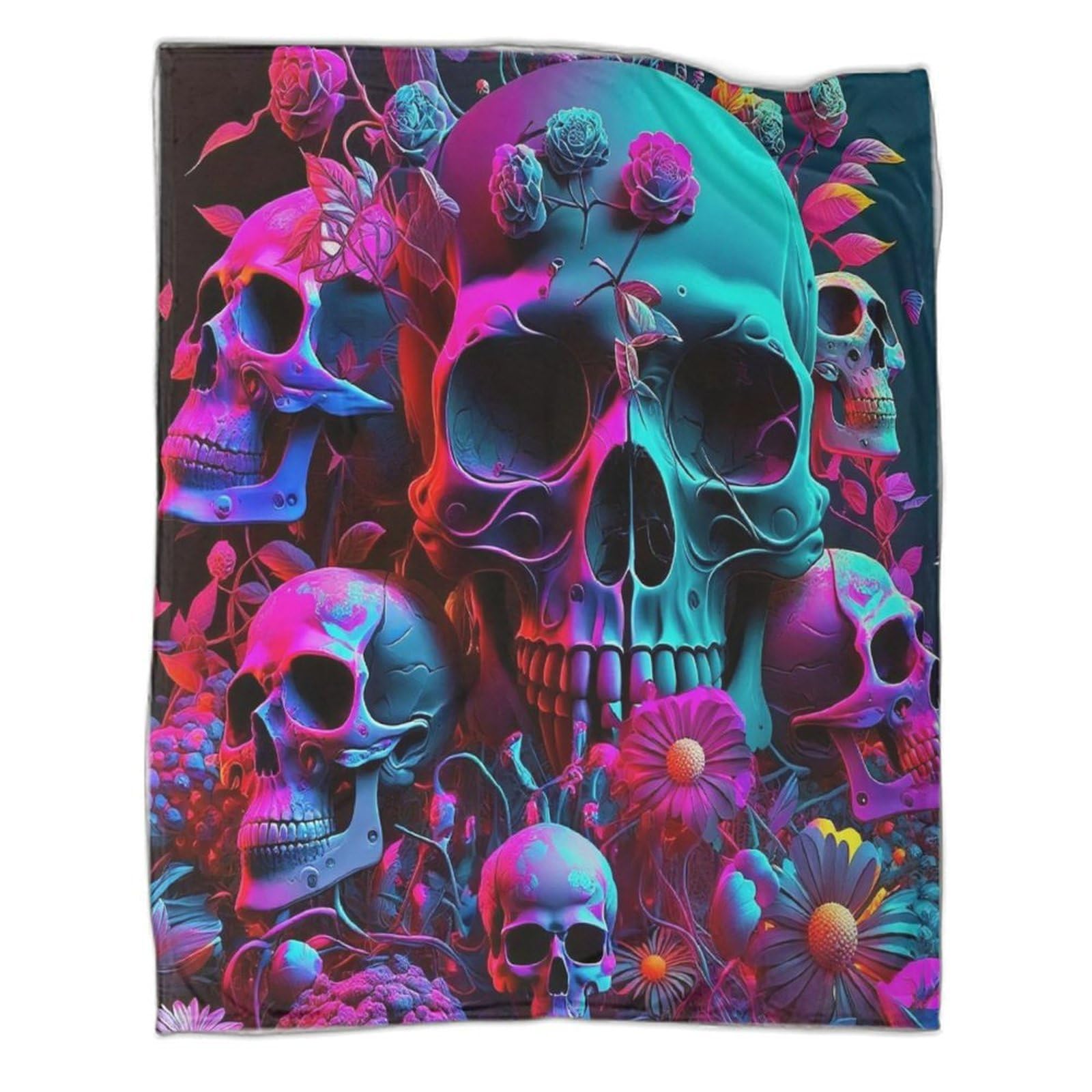 Couverture crâne flanelle 3D contre le froid de nuit en voyage