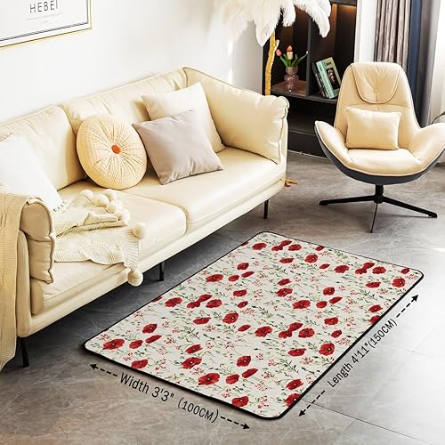Miniatura 3 de Retro Floral Boho Decorative Carpet Area Rug 5x7 70S Hippie Flowers Bohemian Living Room Rugs for Kids Decor Psychedelic Floral Accent Carpet